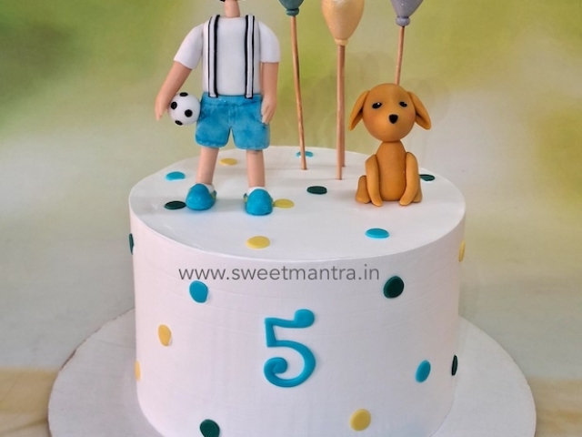 Customised cake with dog for son's birthday