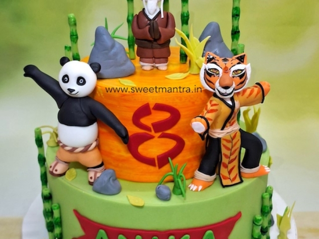Kung Fu Panda theme 2 layer fondant cake