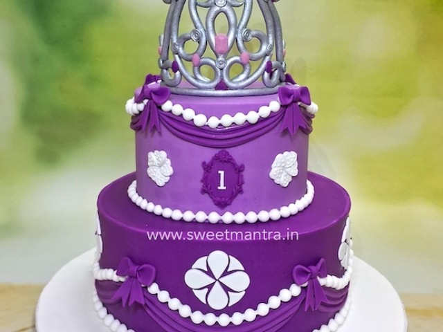 Purple Princess cake for 1st birthday