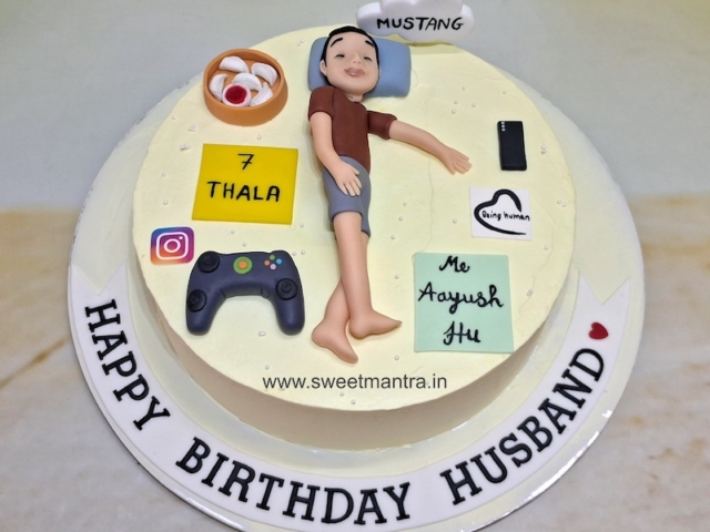 Personalised semi fondant cake for husband